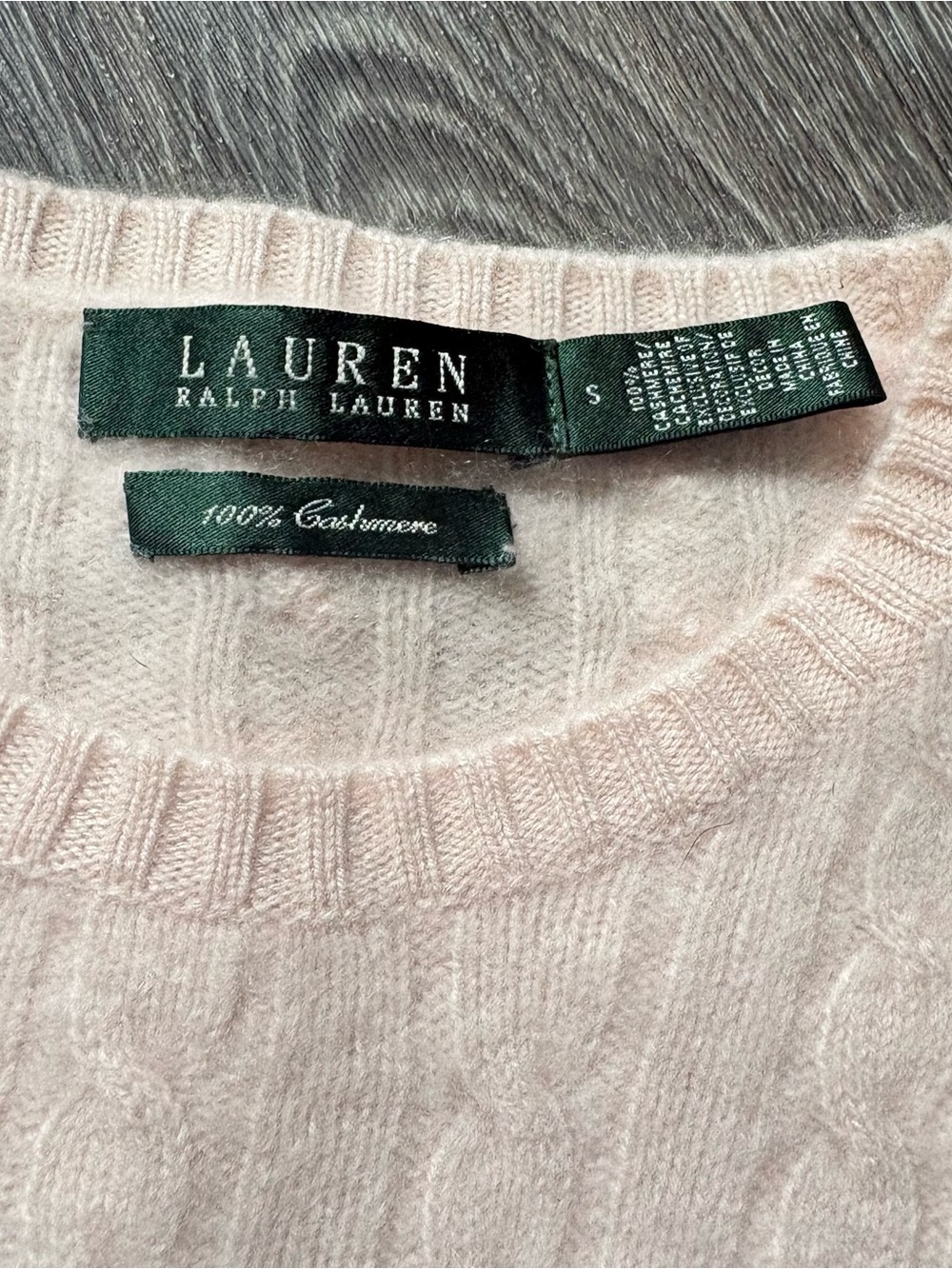 Pale pink Lauren Ralph Lauren cashmere cable knit sweater - Picture 2 of 3